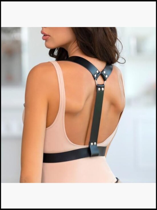 Women Leather Body Chain Harness Punk Gothic Corset Belt Adjustable Straps Party main image 3